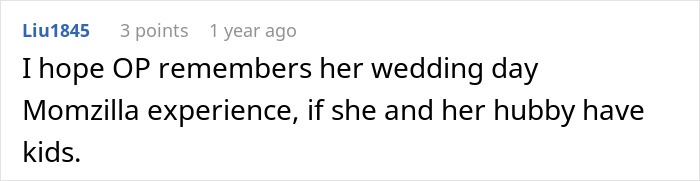 Comment about remembering wedding day momzilla experience and having kids Comment about remembering wedding day momzilla experience and having kids