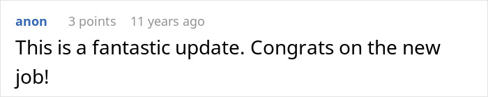 A comment congratulating a woman on her new job after issues about her hair looking messy.