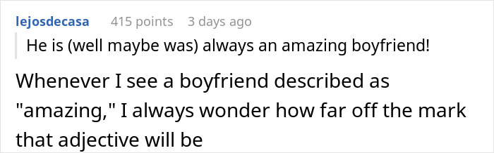Comment questioning calling boyfriend amazing Comment questioning calling boyfriend amazing