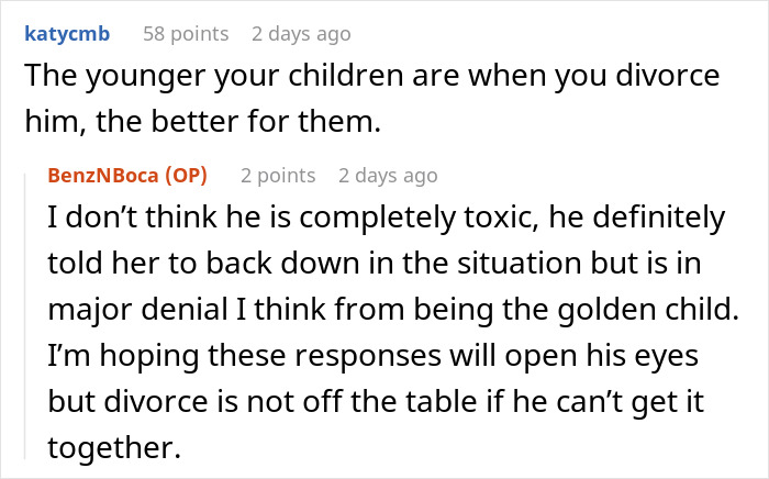 A Reddit thread discussing a grandma who throws a fit before a family vacation and clings to a toddler. A Reddit thread discussing a grandma who throws a fit before a family vacation and clings to a toddler.
