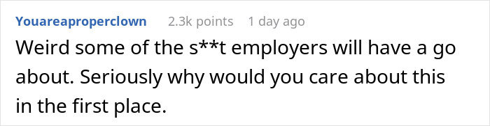 A comment questioning employers caring about a woman's messy hair when her job might be on the line.