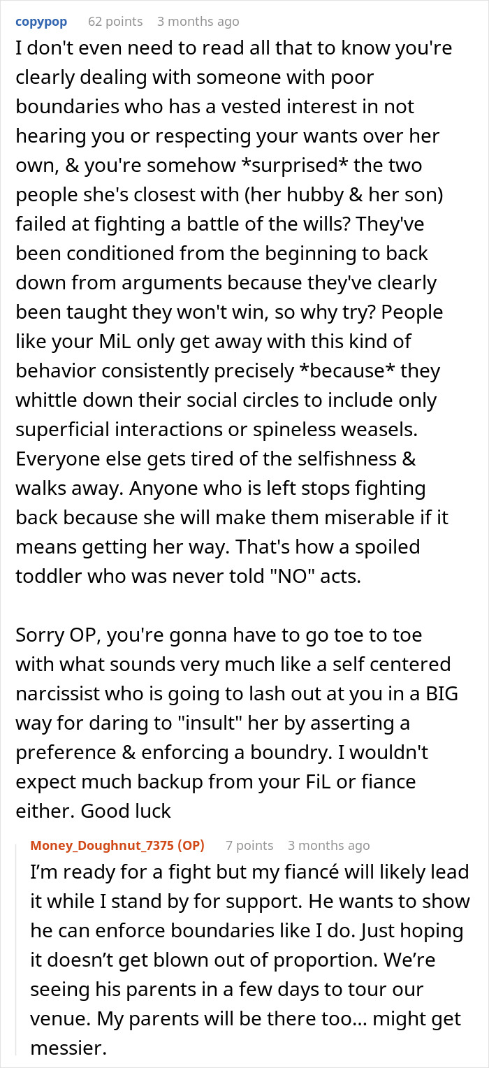 MIL Tries To Take Over Wedding Planning, Bride Can't Take It Anymore MIL Tries To Take Over Wedding Planning, Bride Can't Take It Anymore