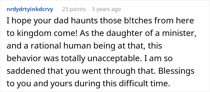 Comment hoping for justice after unacceptable behavior at a memorial service Comment hoping for justice after unacceptable behavior at a memorial service