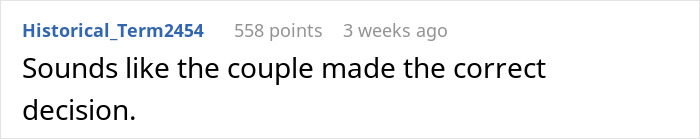 Comment praising the couple's decision to run away and marry at KFC
