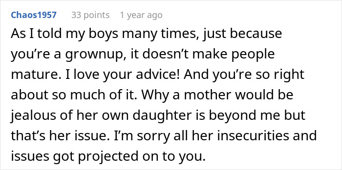 Online comment appreciating wedding advice and addressing family jealousy and insecurities Online comment appreciating wedding advice and addressing family jealousy and insecurities
