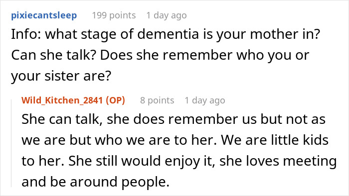 Question about mother's dementia stage and memory abilities Question about mother's dementia stage and memory abilities