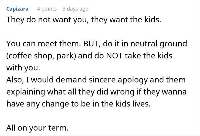 Comment about parents wanting kids not the person Comment about parents wanting kids not the person