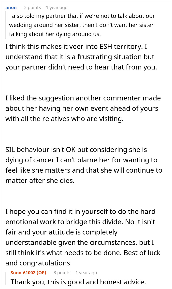 Couple Gets Annoyed That SIL With Cancer Is Taking Away From Their Wedding, It's Way Worse Than That Couple Gets Annoyed That SIL With Cancer Is Taking Away From Their Wedding, It's Way Worse Than That