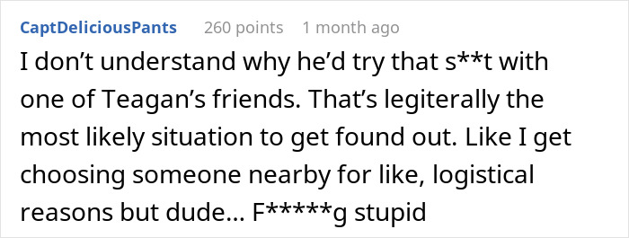 Comment criticizing guy making advances on fiance's friend Comment criticizing guy making advances on fiance's friend