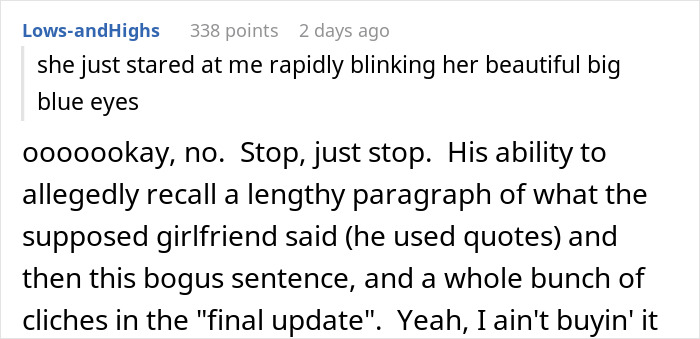 A screenshot showing a Reddit comment discussing a picky eater girlfriend in a relationship. A screenshot showing a Reddit comment discussing a picky eater girlfriend in a relationship.