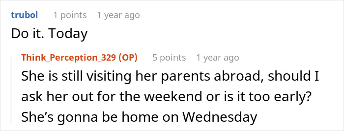 Discussion about asking ex wife out while she visits parents abroad Discussion about asking ex wife out while she visits parents abroad