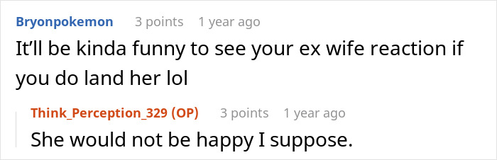 Comment on wife's affair partner and ex wife reaction Comment on wife's affair partner and ex wife reaction