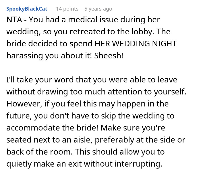 Advice on handling medical issues discreetly amid a wedding event Advice on handling medical issues discreetly amid a wedding event