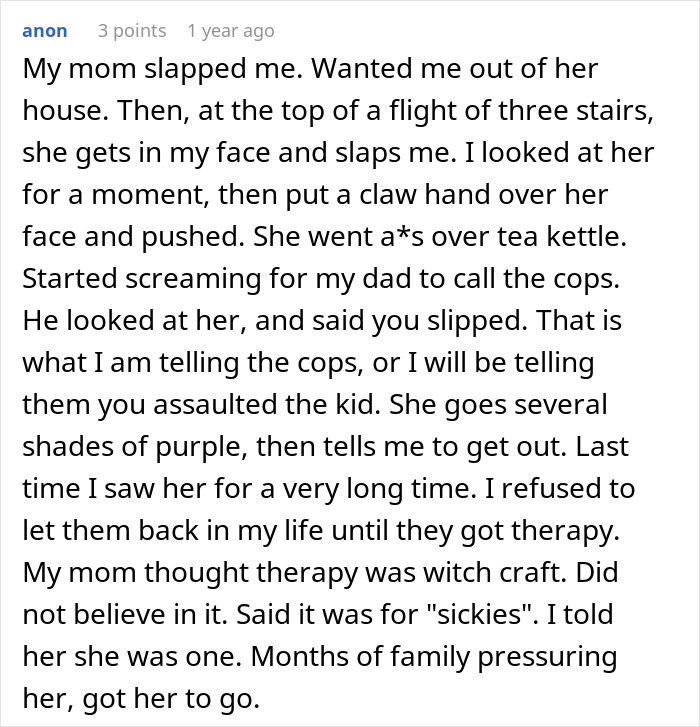 A woman is told to leave home after refusing to follow one rule. A text post about a mother and daughter conflict.