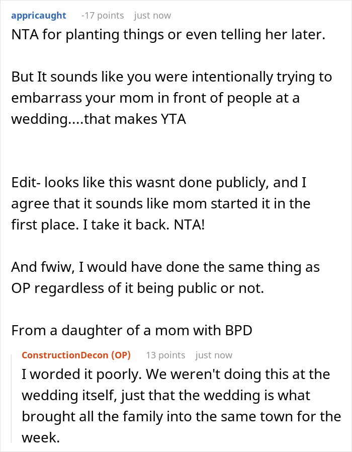 A screenshot of a Reddit comment about a teen embarrassing their religious mom with the truth.