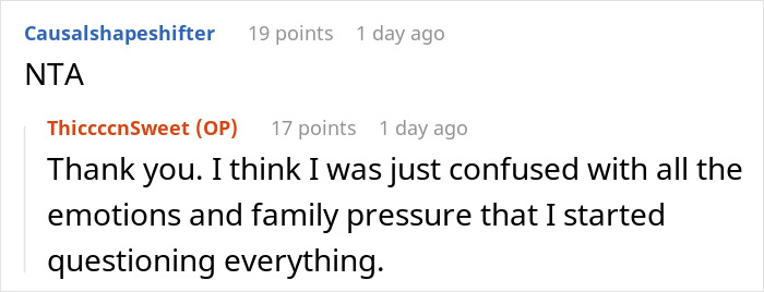 Screenshot of online discussion: Daughter's thank you message after receiving advice on stepkids and estranged father. Screenshot of online discussion: Daughter's thank you message after receiving advice on stepkids and estranged father.