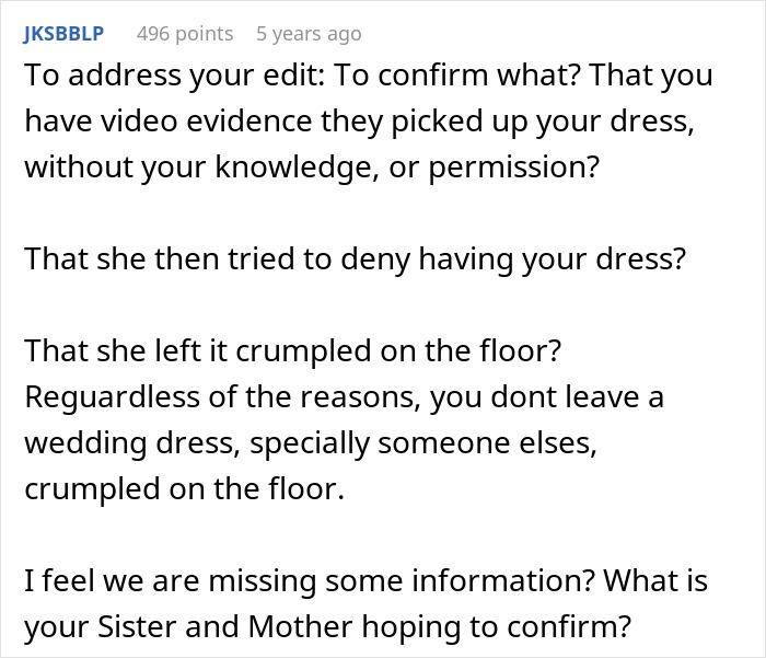 Mom Steals Bride's Wedding Dress, Has The Nerve To Lie When It's Literally Lying In Her House