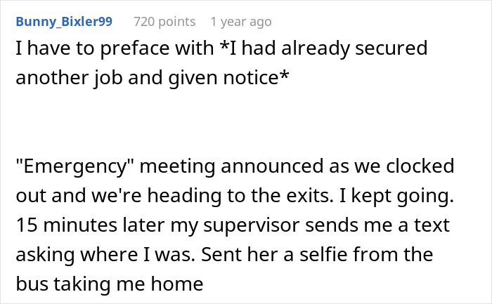 New hire secures another job and exits before an emergency meeting, challenging management's illegal shenanigans.