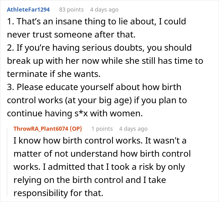Advice on trust and birth control risks in fake 26th birthday lie situation