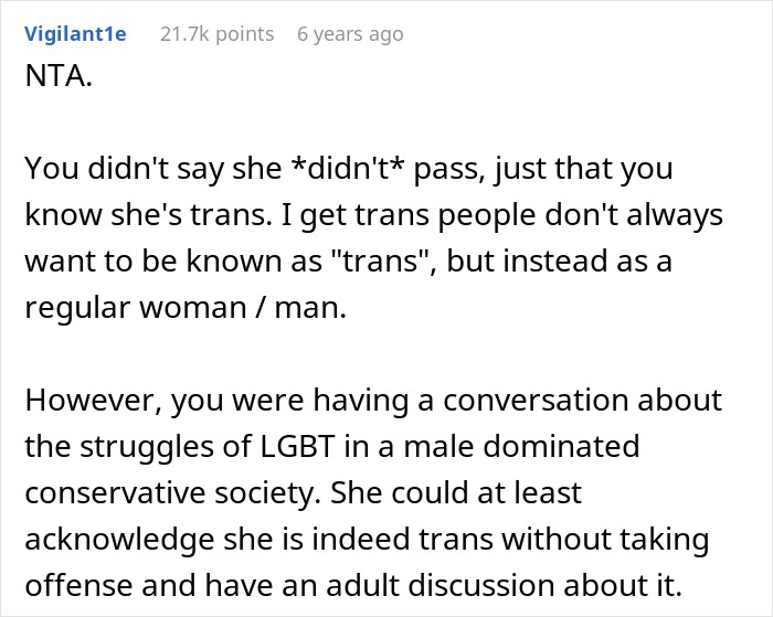 Trans Woman Mad At Coworker Who "Clocked" Her Identity, Which She Thought Was A Secret All Along