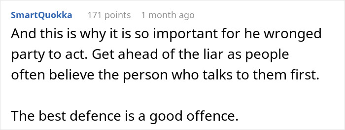 Comment emphasizing the importance of acting against liars quickly to protect oneself Comment emphasizing the importance of acting against liars quickly to protect oneself