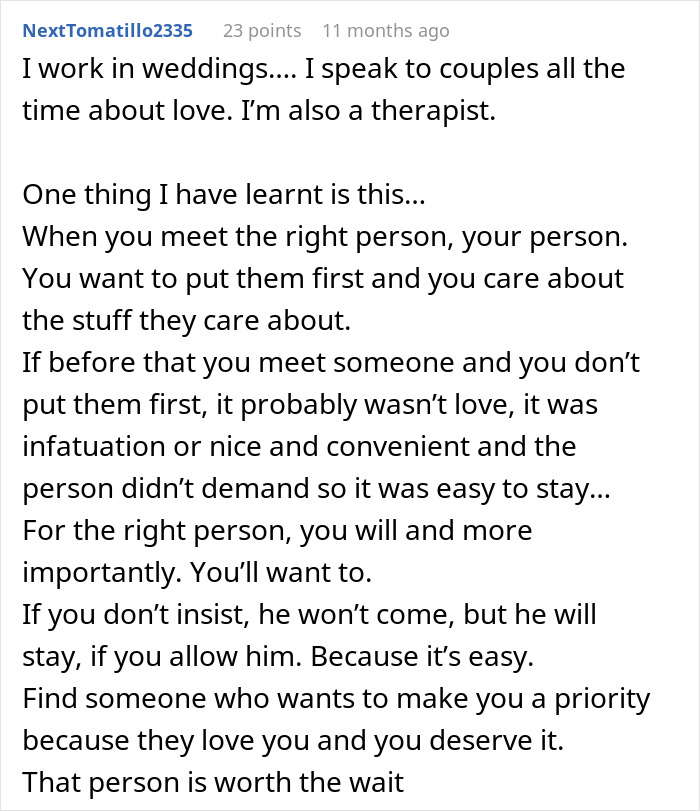 Woman Has A Moment Of Clarity And Dumps BF Who Tells Her What Is Actually Important To Him