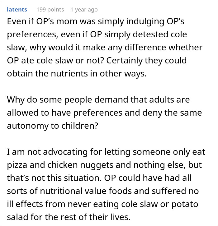 A comment about a kid faking a food issue and a boyfriend regretting testing it.