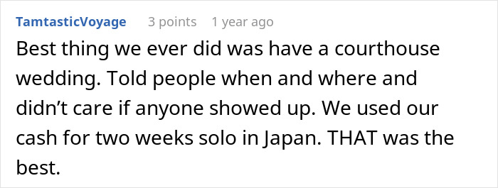 Positive comment about courthouse wedding and solo honeymoon in Japan Positive comment about courthouse wedding and solo honeymoon in Japan