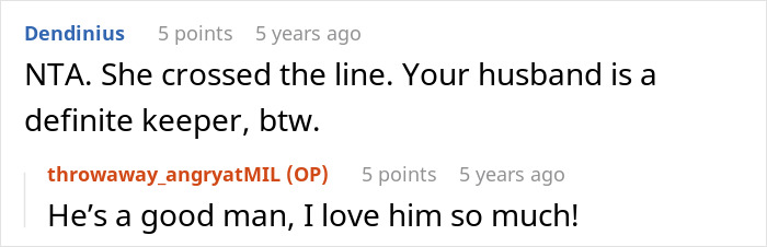 Comments on MIL crossing a line about couple not having kids and husband support