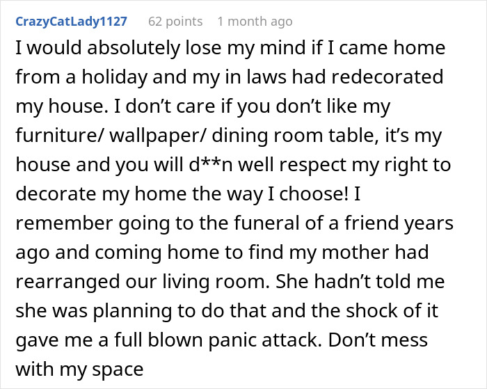Sneaky In-Laws Try To Stay At Couple's Home When They're Not There In Order To Change It Completely