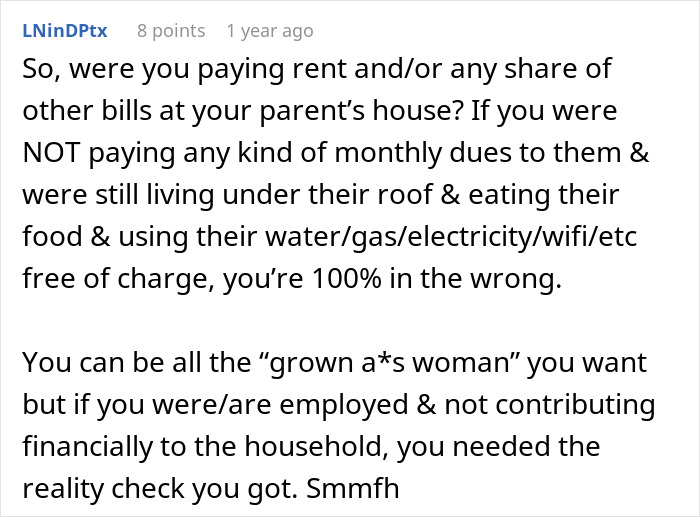 A comment section discussing a woman who is told to leave home after refusing to follow one rule.