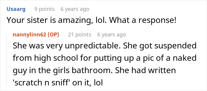 A screenshot showing comments praising sister's absurd comeback that ends confrontation with MIL. A screenshot showing comments praising sister's absurd comeback that ends confrontation with MIL.
