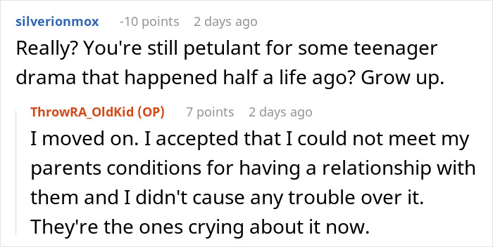 Reddit user discusses moving on from teenage drama after parents make entitled demands Reddit user discusses moving on from teenage drama after parents make entitled demands