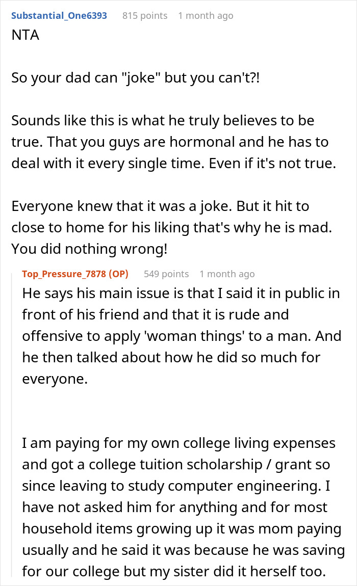 Teen calls out dad's double standard for mocking women's periods. He says she humiliated him. Teen calls out dad's double standard for mocking women's periods. He says she humiliated him.