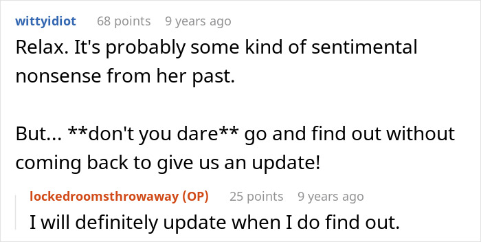 Discussion about sentimental reasons for locked padlock on spare bedroom Discussion about sentimental reasons for locked padlock on spare bedroom