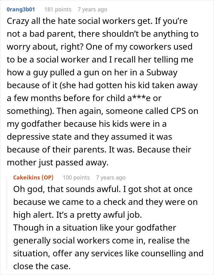 Reddit comments recounting experiences with social workers, related to the incident of kid stealing hair towel. Reddit comments recounting experiences with social workers, related to the incident of kid stealing hair towel.