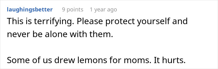 A comment expressing fear and advising protection when a mom tricks daughter with gluten free food, emphasizing the emotional pain.