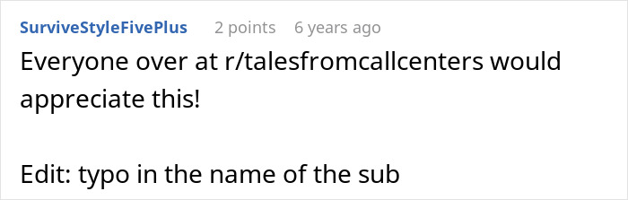 Comment recommending a subreddit for call center stories related to flight incidents Comment recommending a subreddit for call center stories related to flight incidents