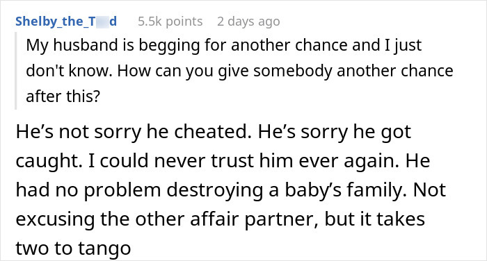 A comment about a woman's suspicions over husband cheating and destroying a baby's family. A comment about a woman's suspicions over husband cheating and destroying a baby's family.