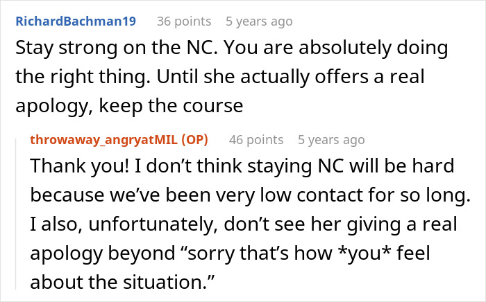 Advice to stay strong on no contact from MIL without real apology