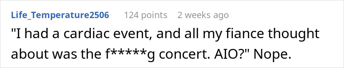 A concert attendee describing his fiancée's reaction after he fainted at a concert. A concert attendee describing his fiancée's reaction after he fainted at a concert.