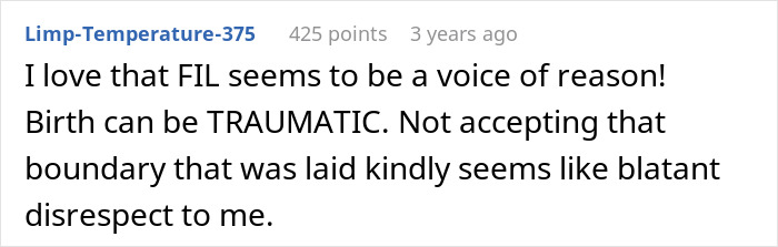 Pregnant woman starts having contractions, MIL refuses to leave; user emphasizes birth can be traumatic and boundaries are vital.