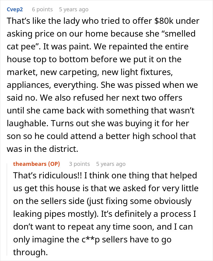 A Reddit thread discussing how a Karen wanted a house for her son saying he deserved it more. A Reddit thread discussing how a Karen wanted a house for her son saying he deserved it more.