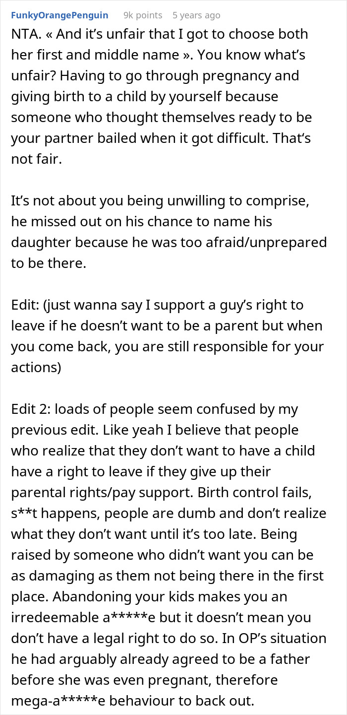 Reddit comment on pregnancy and parenting responsibilities in ghosting situation Reddit comment on pregnancy and parenting responsibilities in ghosting situation