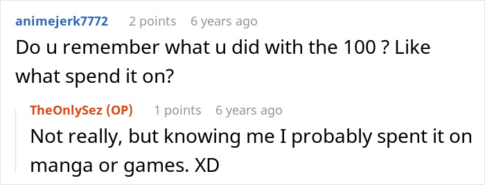 Conversation about spending 100 dollars on manga or games in a social media comment thread Conversation about spending 100 dollars on manga or games in a social media comment thread