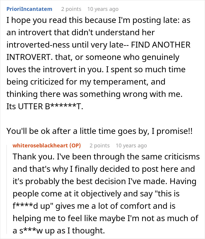 A screenshot of a Reddit comment from an introvert advising another introverted GF about a bar crawl. A screenshot of a Reddit comment from an introvert advising another introverted GF about a bar crawl.