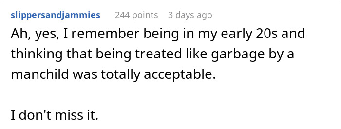 A comment reflecting on past experiences of being treated poorly by a manchild during a birthday bar crawl. A comment reflecting on past experiences of being treated poorly by a manchild during a birthday bar crawl.