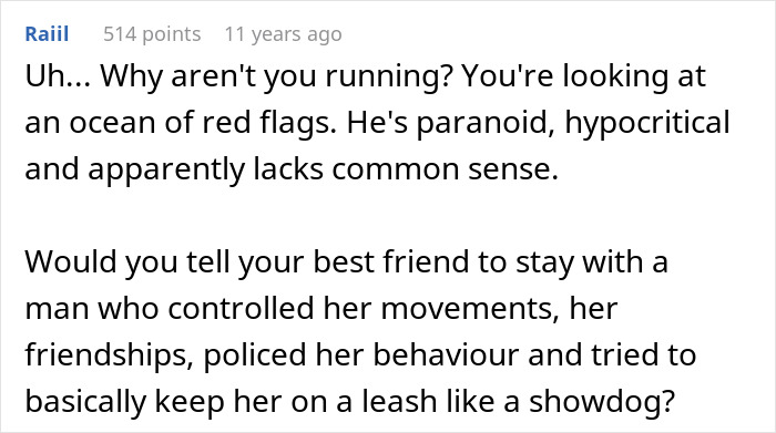 Screenshot of a Reddit comment describing a toxic guy with paranoia and hypocritical behavior, highlighting red flags.