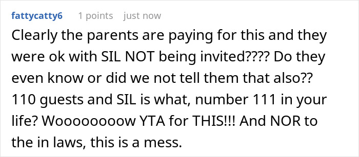 Comments on mother-in-law's secret move causing wedding dispute