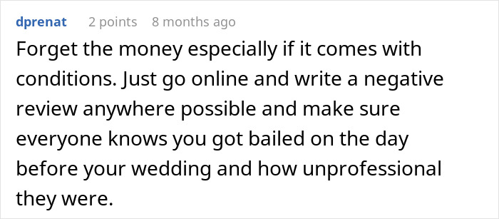 Advice on writing a negative review after wedding coordinator cancels last minute